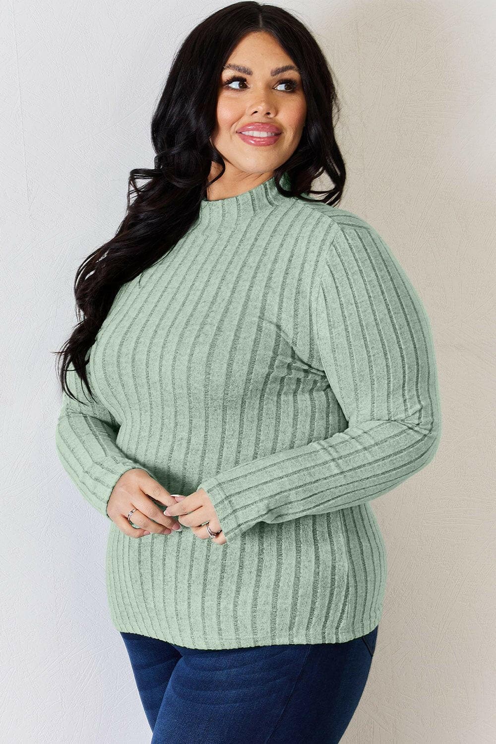 Ribbed Mock Neck Long Sleeve Tee - Chic and CozyUpgrade Your Style with Our Ribbed Mock Neck Long Sleeve Tee
 Elevate Your Look: Stand out with the stylish ribbed design that adds a touch of sophistication to any Love Salve Ribbed Mock Neck Long Sleeve Tee - ChicTIKTOK