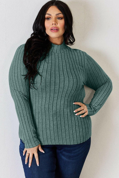 Ribbed Mock Neck Long Sleeve Tee - Chic and CozyUpgrade Your Style with Our Ribbed Mock Neck Long Sleeve Tee
 Elevate Your Look: Stand out with the stylish ribbed design that adds a touch of sophistication to any Love Salve Ribbed Mock Neck Long Sleeve Tee - ChicTIKTOK