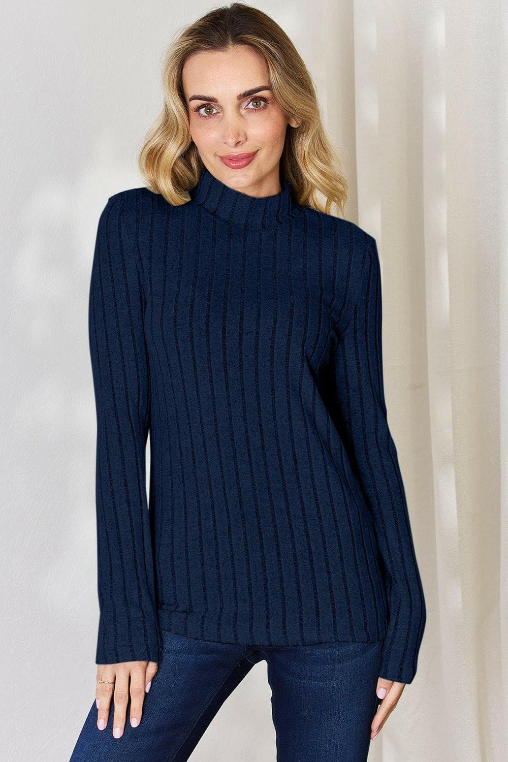 Ribbed Mock Neck Long Sleeve Tee - Chic and CozyUpgrade Your Style with Our Ribbed Mock Neck Long Sleeve Tee
 Elevate Your Look: Stand out with the stylish ribbed design that adds a touch of sophistication to any Love Salve Ribbed Mock Neck Long Sleeve Tee - ChicTIKTOK