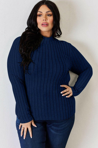 Ribbed Mock Neck Long Sleeve Tee - Chic and CozyUpgrade Your Style with Our Ribbed Mock Neck Long Sleeve Tee
 Elevate Your Look: Stand out with the stylish ribbed design that adds a touch of sophistication to any Love Salve Ribbed Mock Neck Long Sleeve Tee - ChicTIKTOK