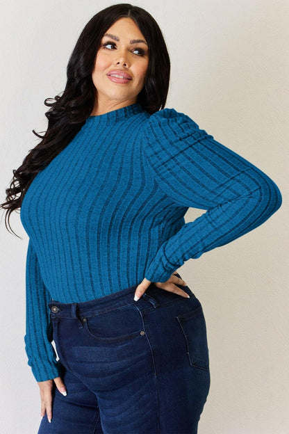 Ribbed Elegance Mock Neck Top with Puff SleevesDiscover Effortless Elegance
 Embrace sophistication with our Ribbed Elegance Mock Neck Top with Puff Sleeves. This top is designed to elevate your everyday wardrobeLove Salve Ribbed Elegance Mock Neck TopTIKTOK