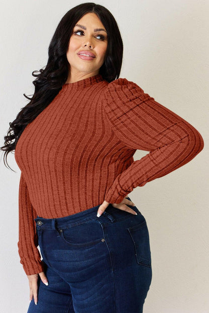 Ribbed Elegance Mock Neck Top with Puff SleevesDiscover Effortless Elegance
 Embrace sophistication with our Ribbed Elegance Mock Neck Top with Puff Sleeves. This top is designed to elevate your everyday wardrobeLove Salve Ribbed Elegance Mock Neck TopTIKTOK