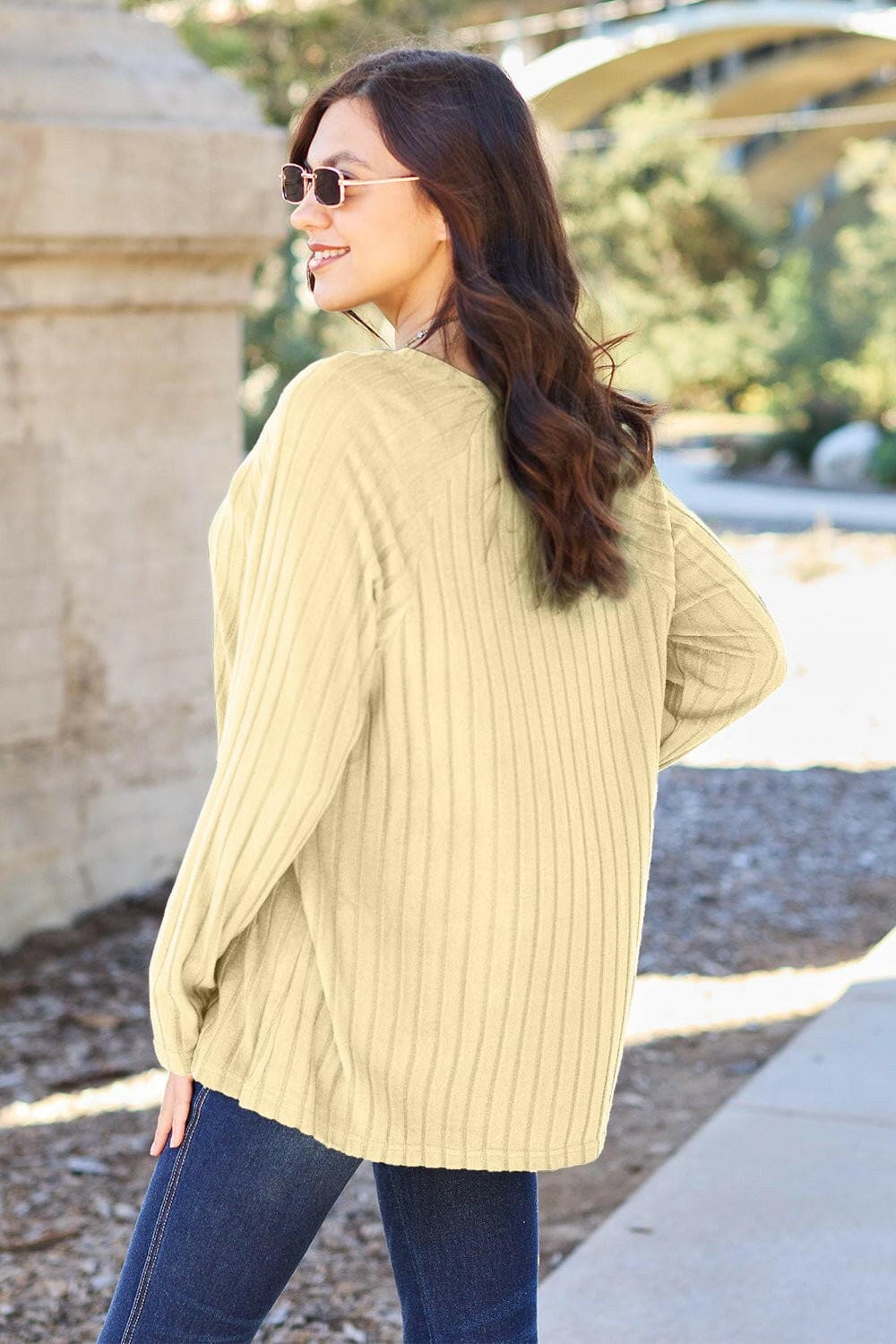 Basic Bae Full Size Ribbed Round Neck Long Sleeve Knit Top - Love Salve