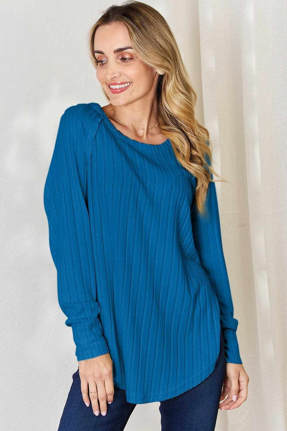 Chic ribbed round neck tee - Love Salve 