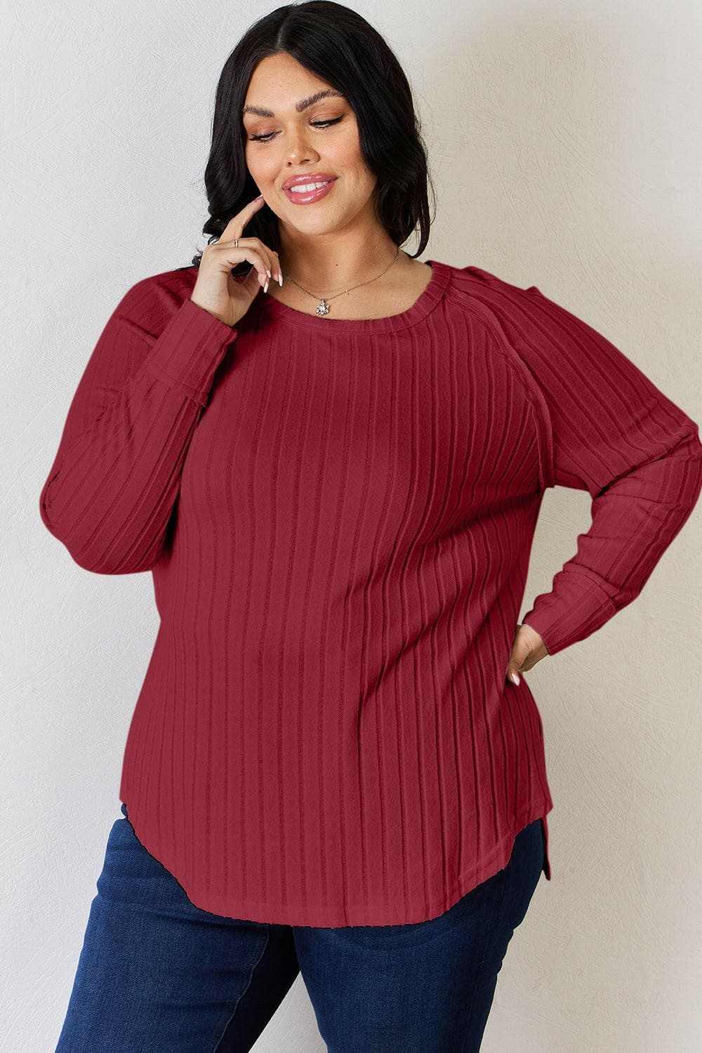 Chic ribbed round neck tee - Love Salve 