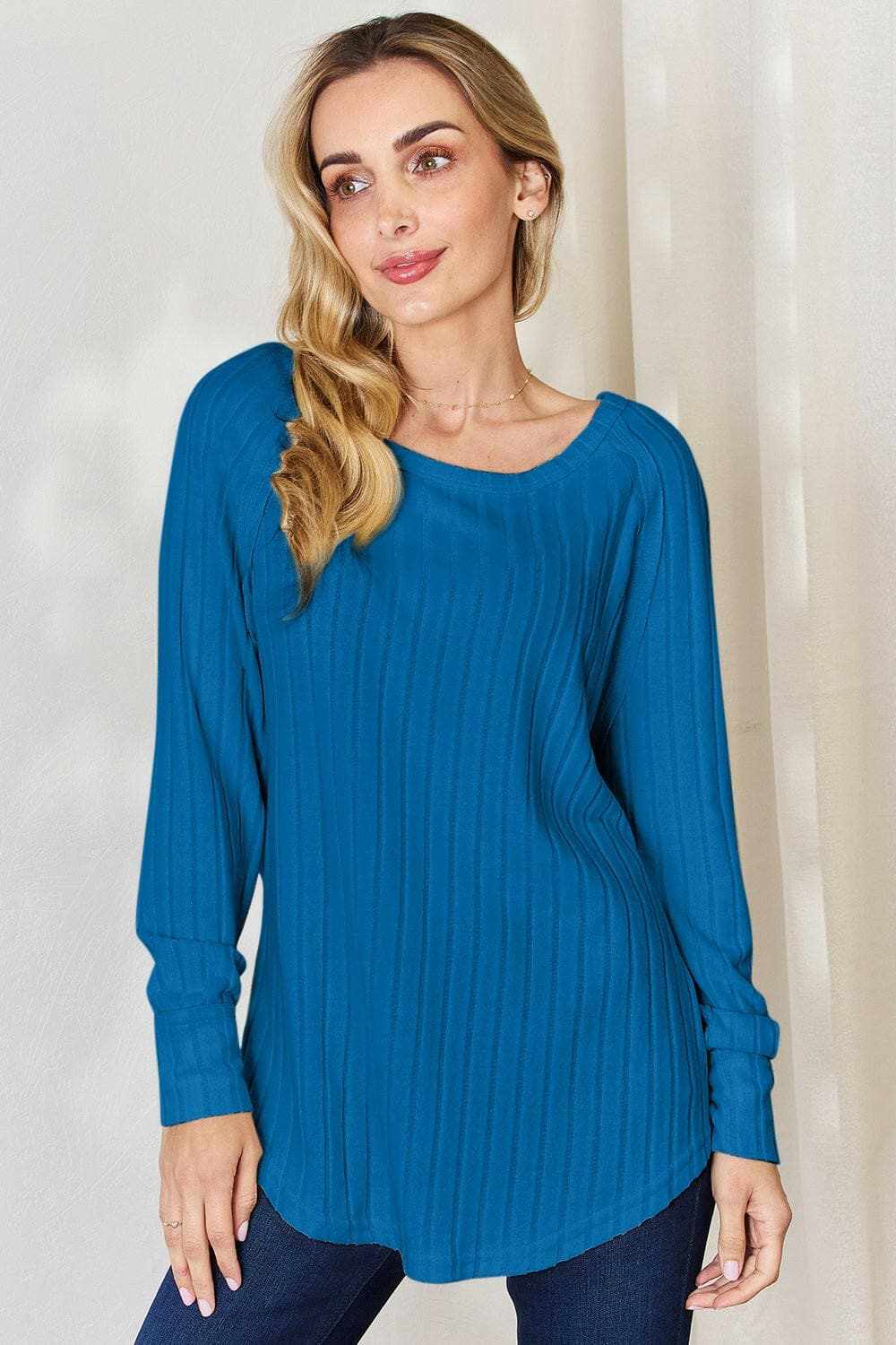 Chic ribbed round neck tee - Love Salve 