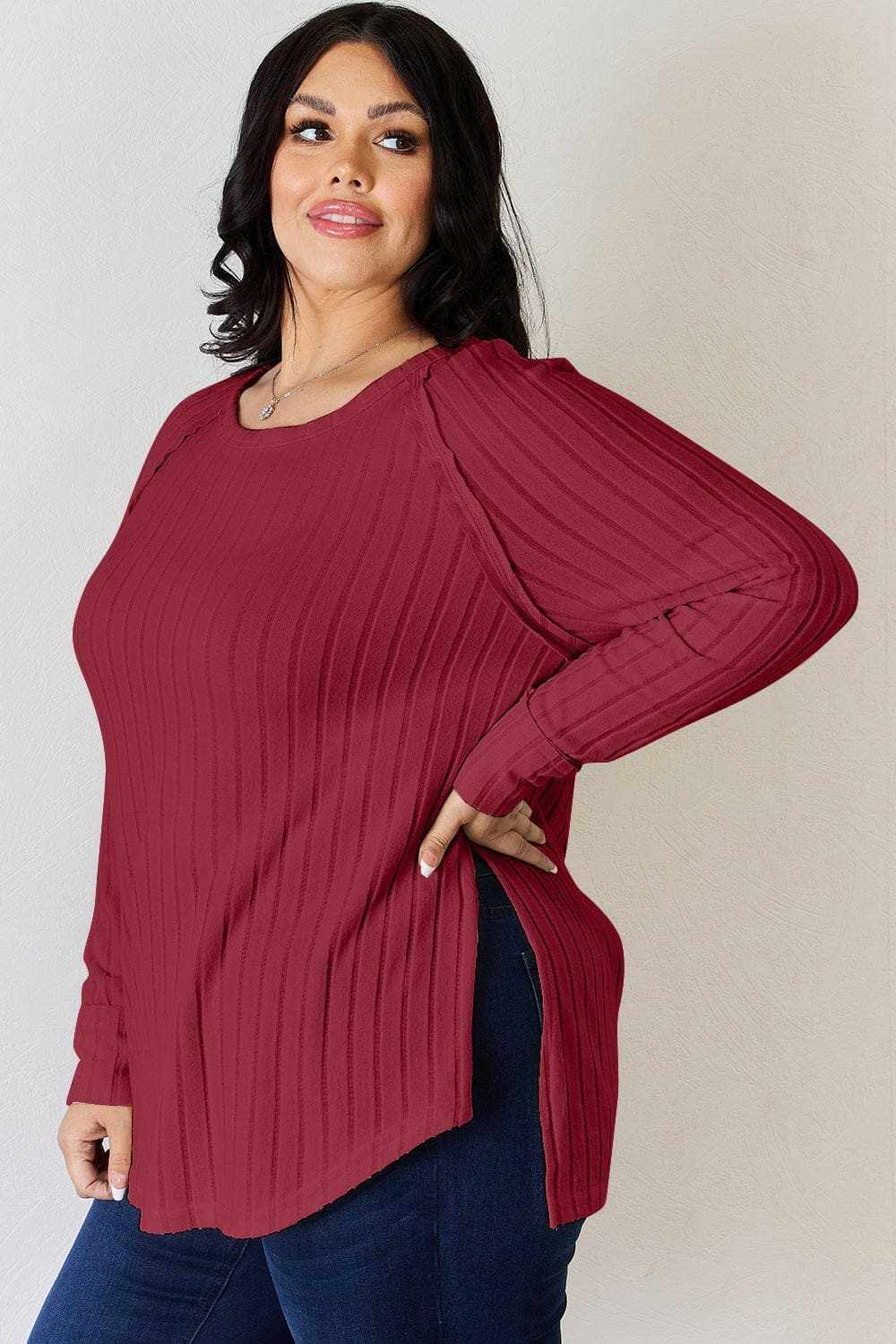 Chic ribbed round neck tee - Love Salve 