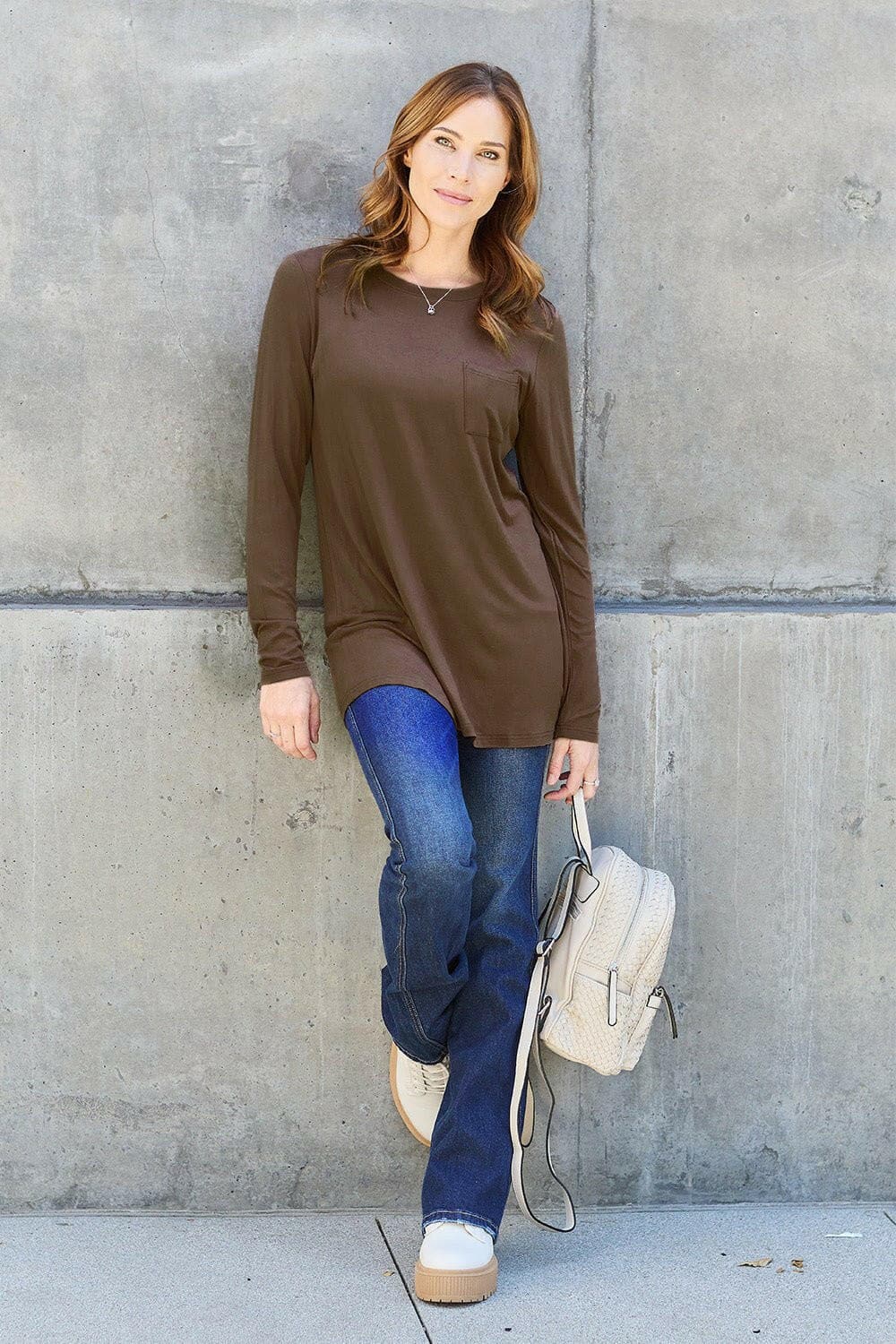 Basic Bae Full Size Round Neck Long Sleeve Top - Love Salve