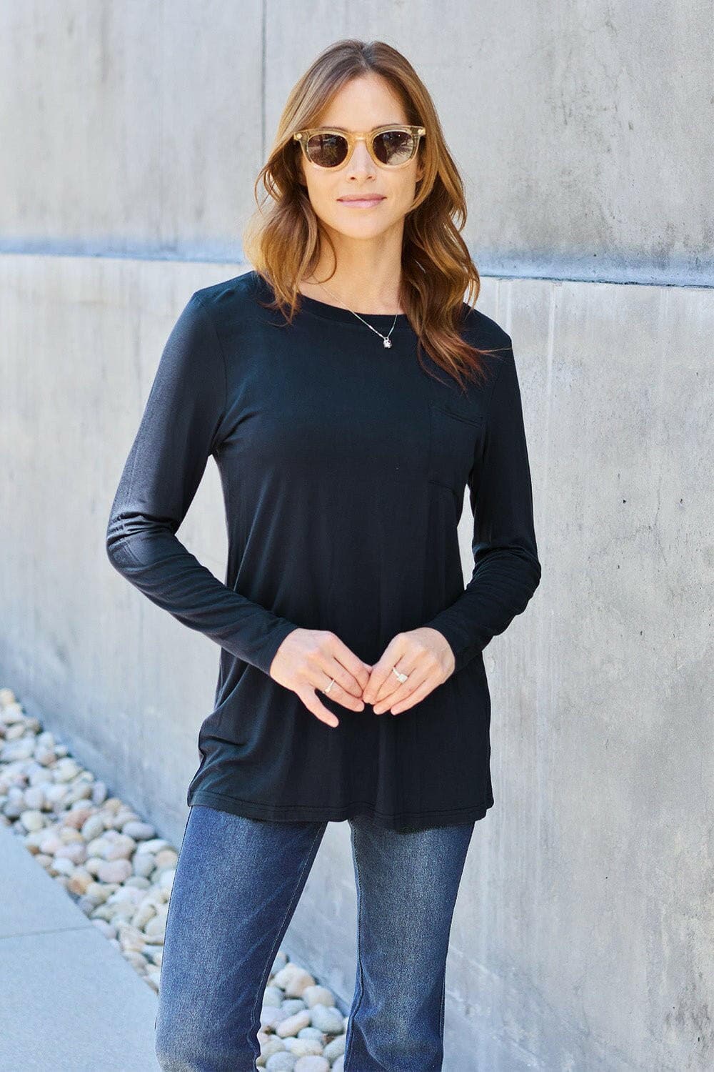 Basic Bae Full Size Round Neck Long Sleeve Top - Love Salve