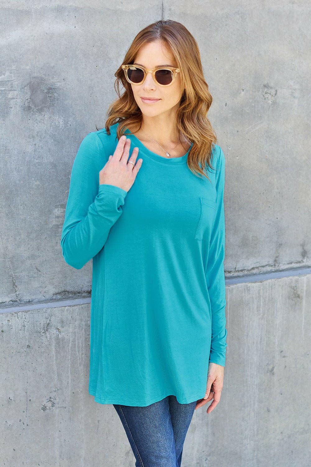 Basic Bae Full Size Round Neck Long Sleeve Top - Love Salve