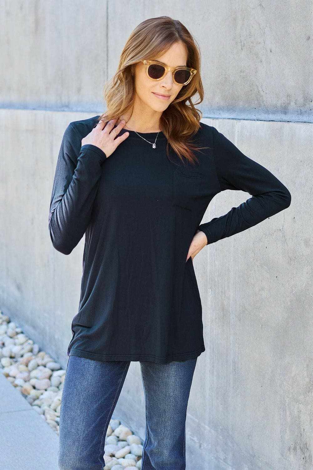 Luxe long sleeve top with pockets - Love Salve 