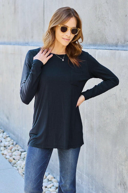 Basic Bae Full Size Round Neck Long Sleeve Top - Love Salve