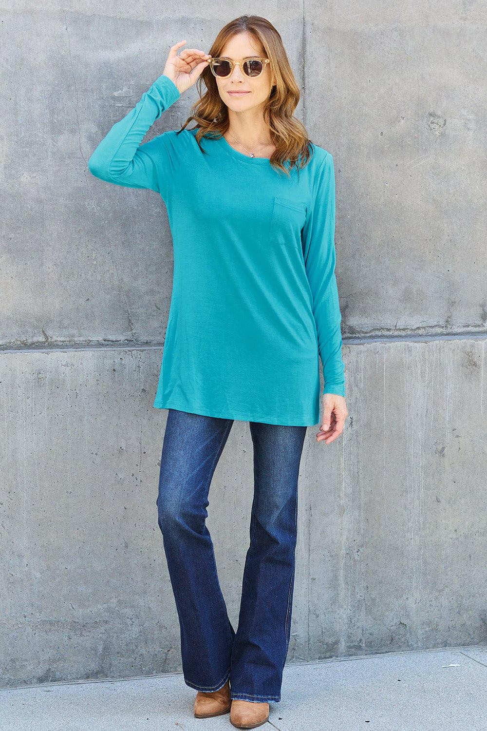 Basic Bae Full Size Round Neck Long Sleeve Top - Love Salve