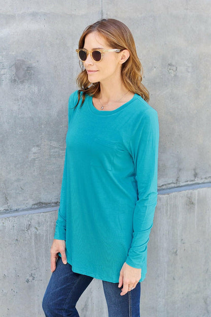 Basic Bae Full Size Round Neck Long Sleeve Top - Love Salve