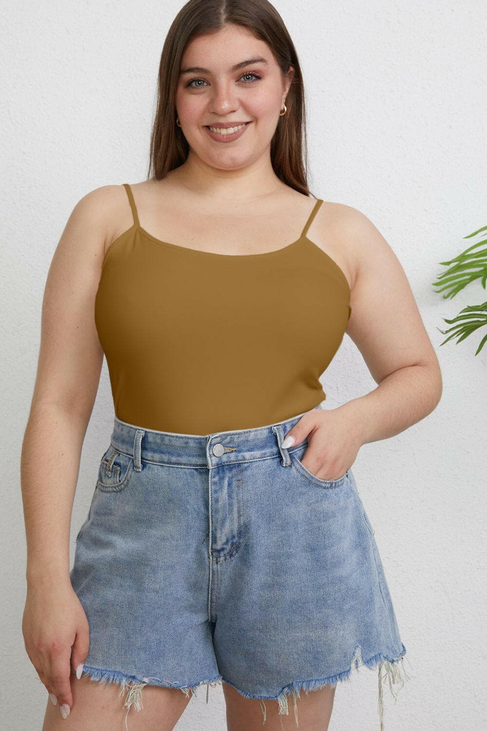 Basic Bae Full Size Round Neck Slim Cami - Love Salve