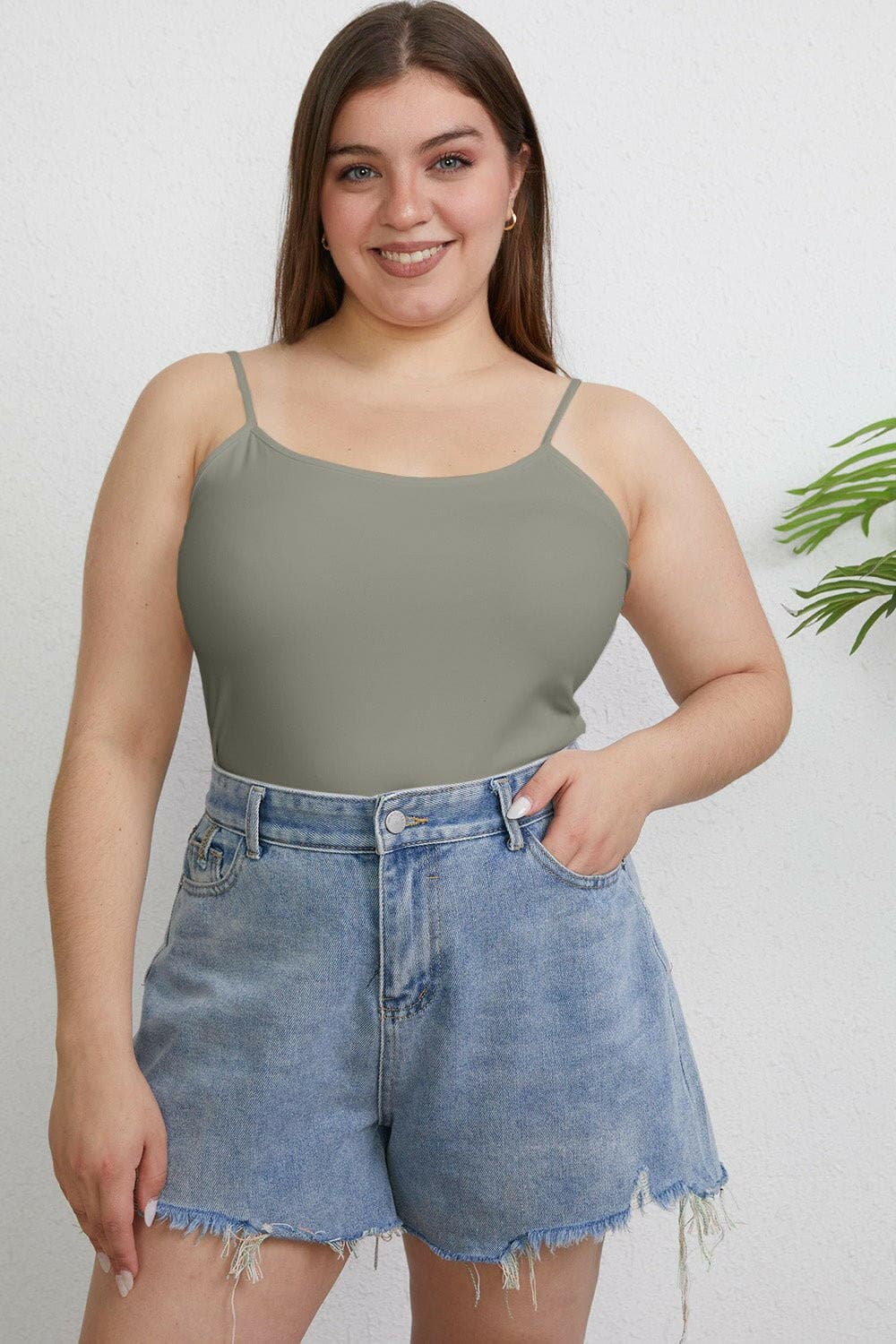 Basic Bae Full Size Round Neck Slim Cami - Love Salve