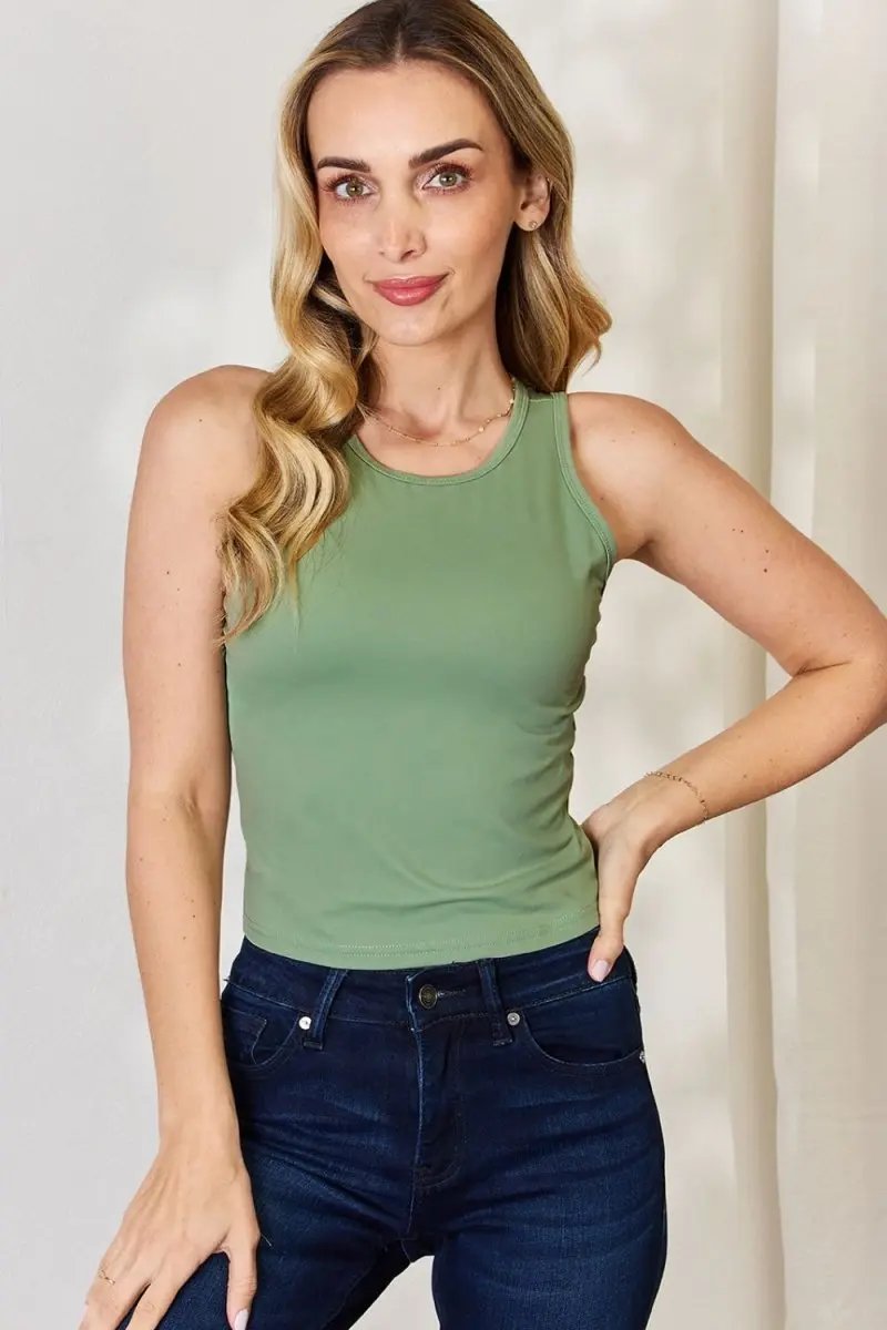 Basic Bae Full Size Round Neck Slim Tank for Women - Love Salve 