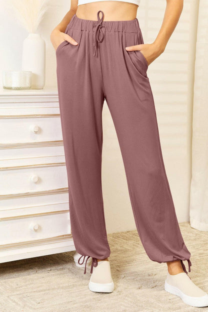 Basic Bae Full Size Soft Rayon Drawstring Waist Pants with Pockets - Love Salve