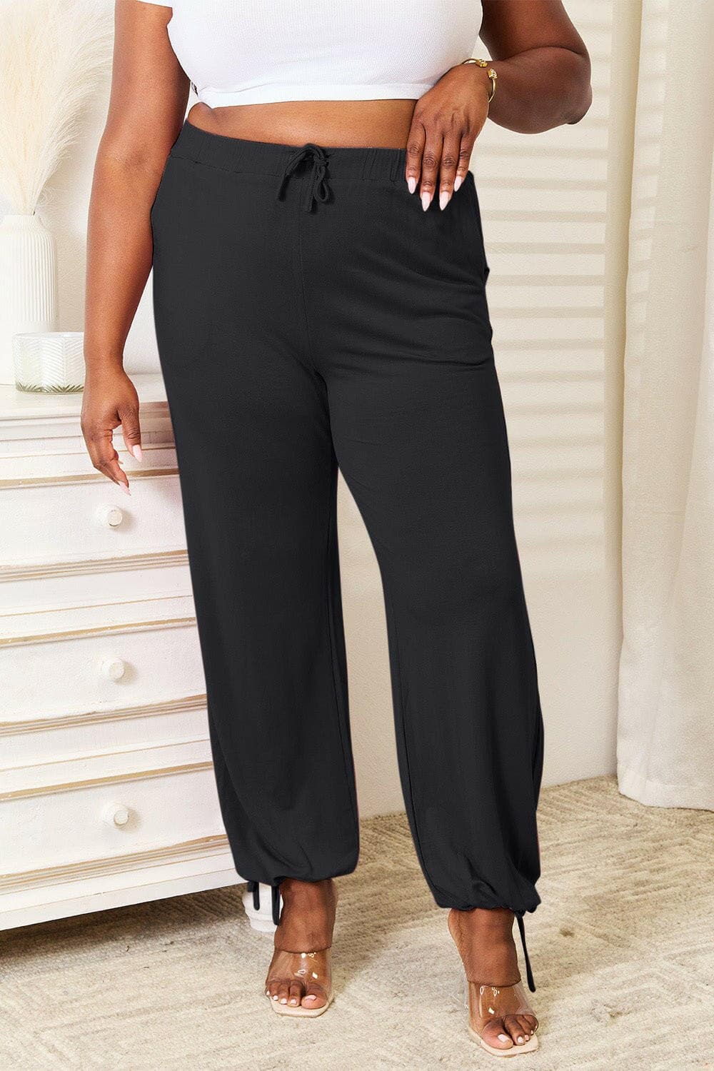 Basic Bae Full Size Soft Rayon Drawstring Waist Pants with Pockets - Love Salve