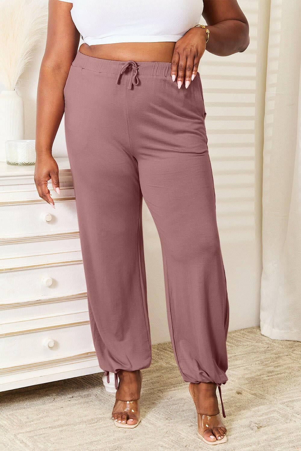 Basic Bae Full Size Soft Rayon Drawstring Waist Pants with Pockets - Love Salve