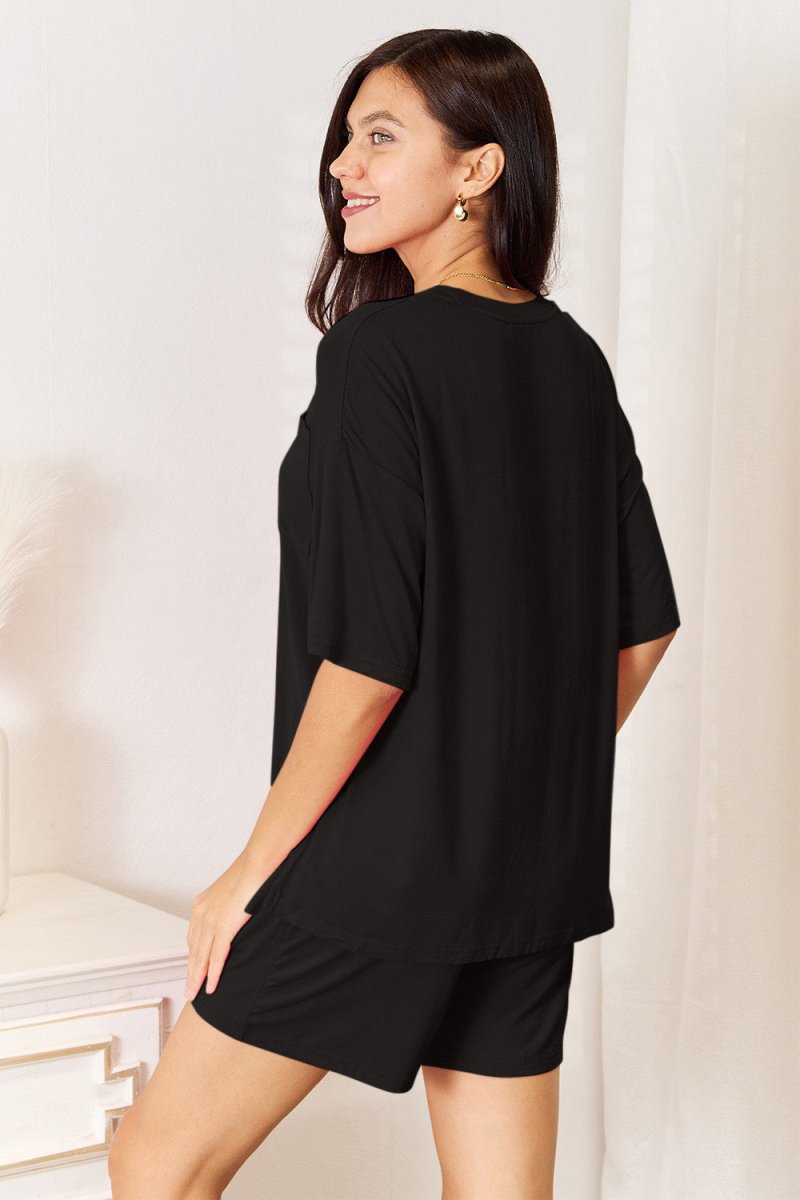 Basic Bae Full Size Soft Rayon Half Sleeve Top and Shorts Set - Love Salve