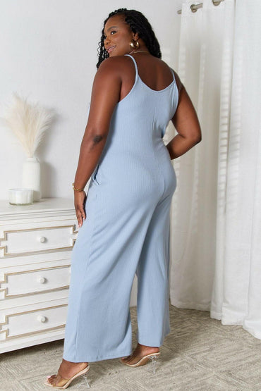 Basic Bae Full Size Spaghetti Strap V-Neck Jumpsuit - Love Salve