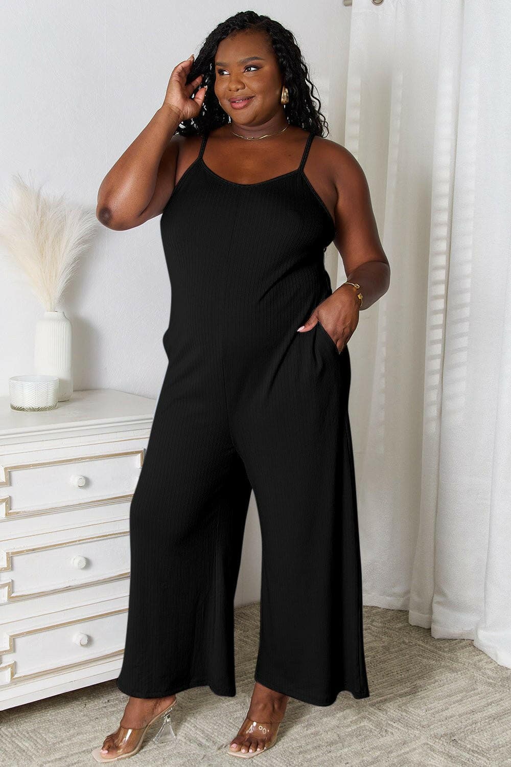 Basic Bae Full Size Spaghetti Strap V-Neck Jumpsuit - Love Salve