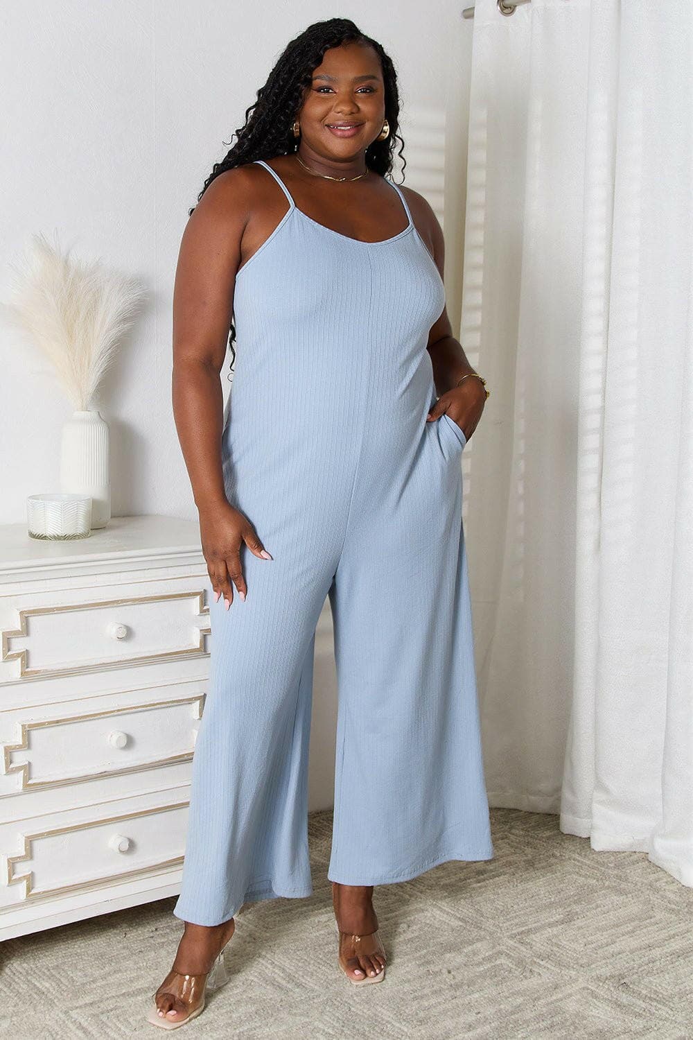 Basic Bae Full Size Spaghetti Strap V-Neck Jumpsuit - Love Salve