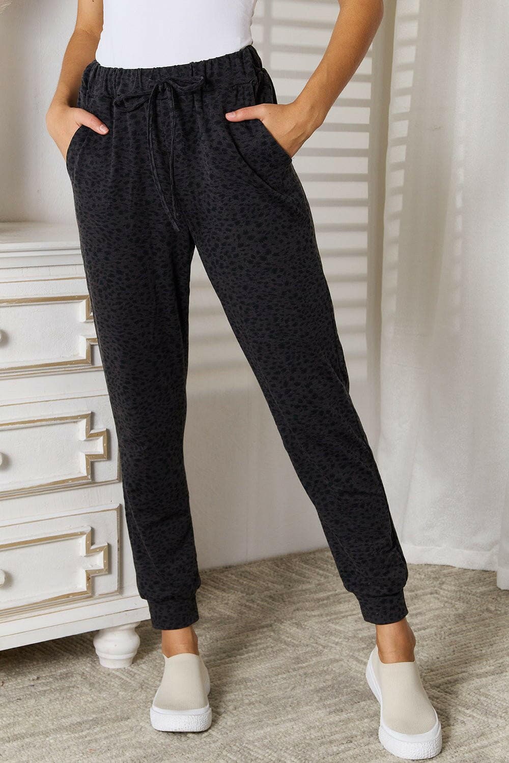 Basic Bae Leopard Print Joggers with Pockets - Love Salve