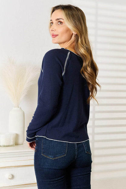 Basic Bae Long Raglan Sleeve Round Neck Top - Love Salve