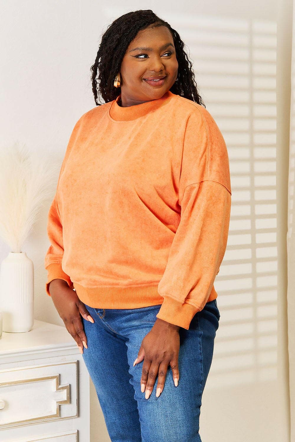 Basic Bae Round Neck Dropped Shoulder Sweatshirt - Love Salve