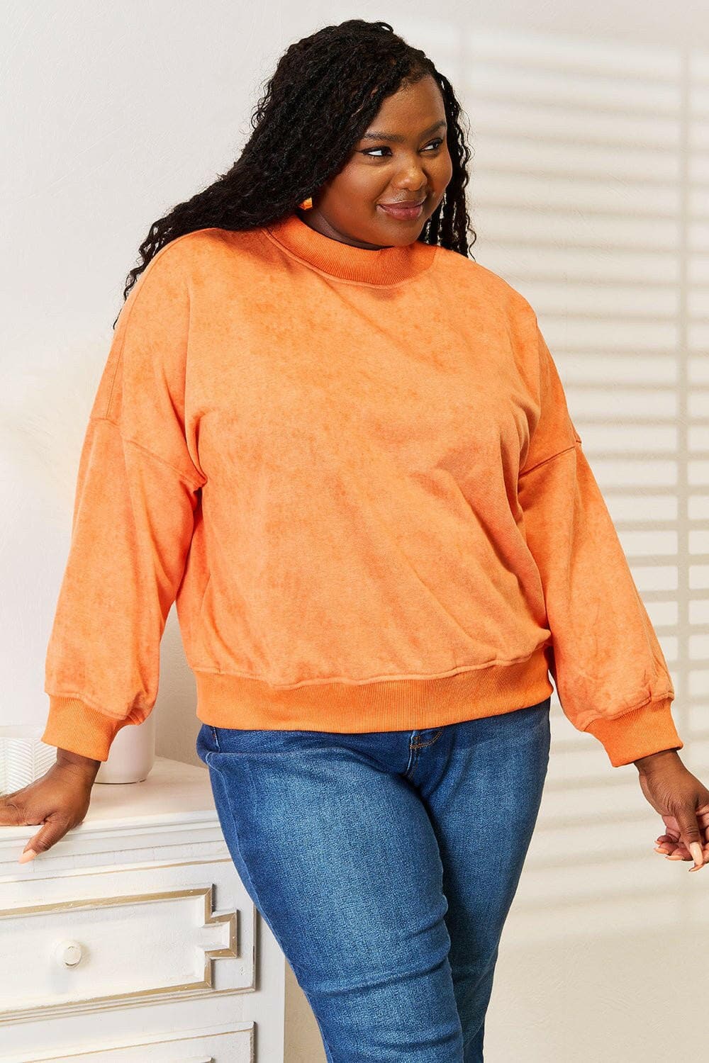 Basic Bae Round Neck Dropped Shoulder Sweatshirt - Love Salve