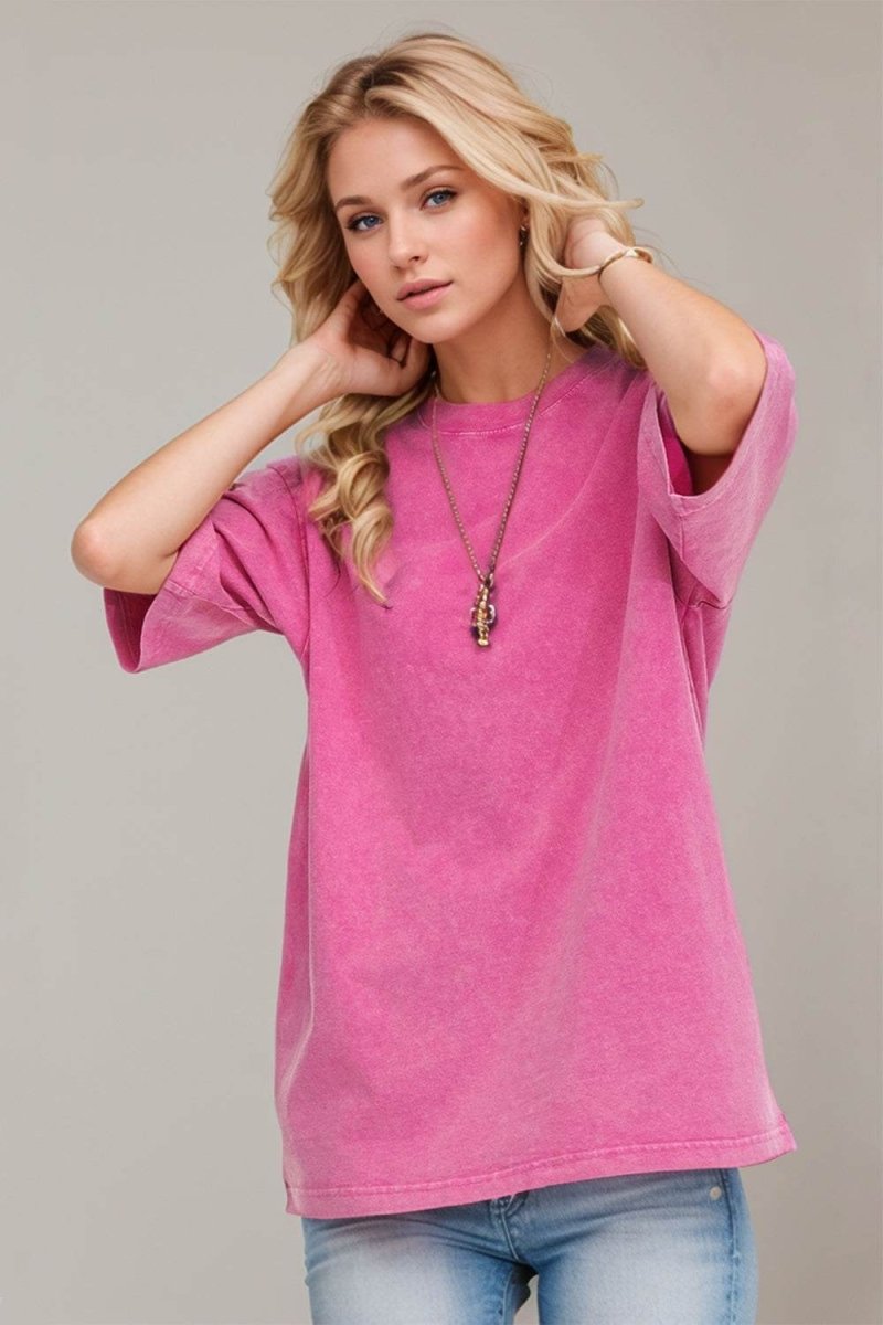 Basic Bae Round Neck Half Sleeve T-Shirt for Women - Love Salve