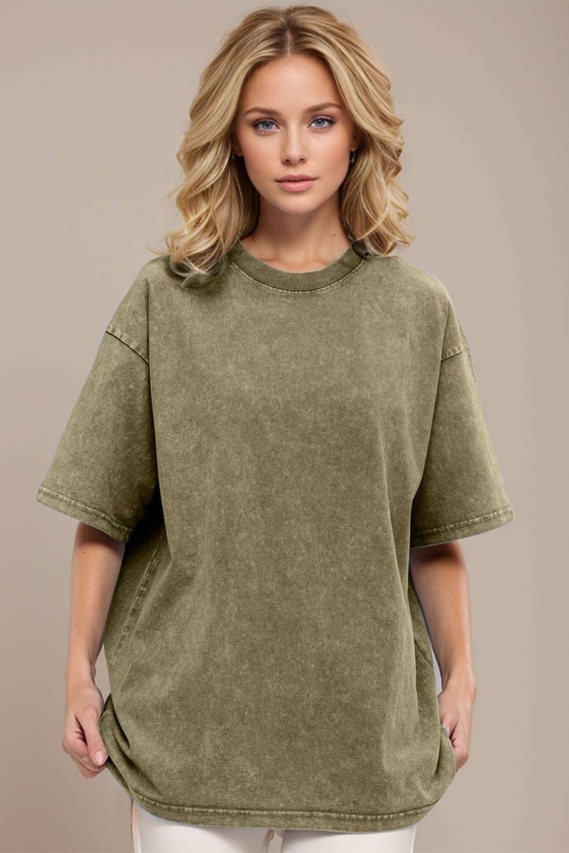 Basic Bae Round Neck Half Sleeve T-Shirt for Women - Love Salve