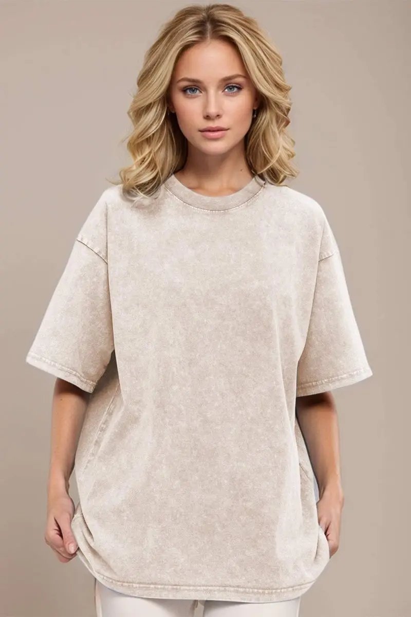 Basic Bae Round Neck Half Sleeve T-Shirt for Women - Love Salve 