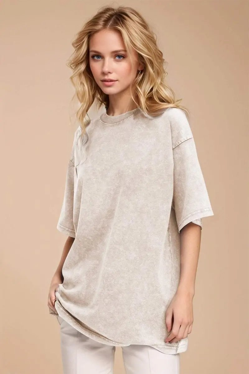 Basic Bae Round Neck Half Sleeve T-Shirt for Women - Love Salve 