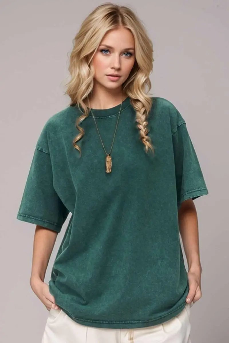 Basic Bae Round Neck Half Sleeve T-Shirt for Women - Love Salve 