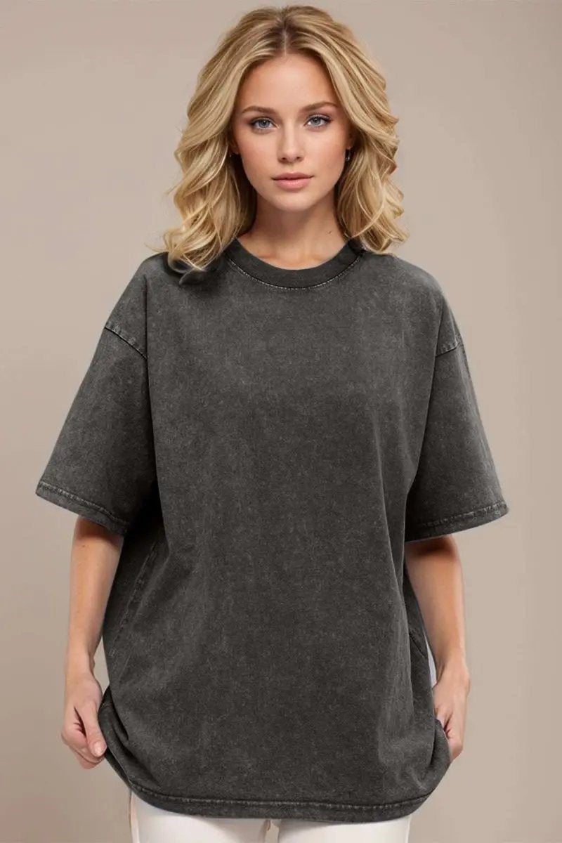 Basic Bae Round Neck Half Sleeve T-Shirt for Women - Love Salve 