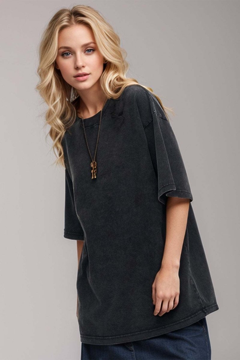 Basic Bae Round Neck Half Sleeve T-Shirt for Women - Love Salve