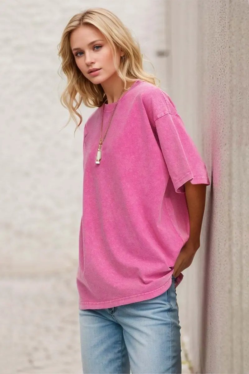 Basic Bae Round Neck Half Sleeve T-Shirt for Women - Love Salve 