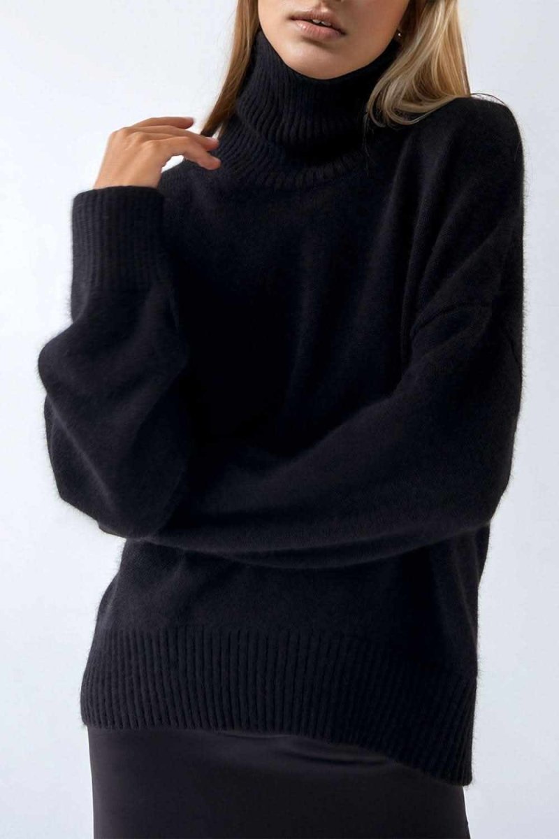 Basic Bae Turtleneck Dropped Shoulder Long Sleeve Sweater - Love Salve 