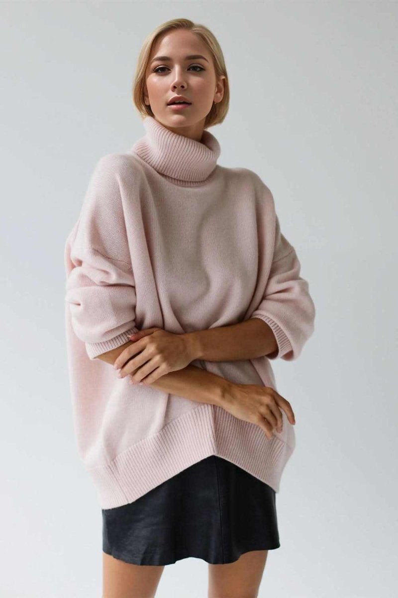 Basic Bae Turtleneck Dropped Shoulder Long Sleeve Sweater - Love Salve 