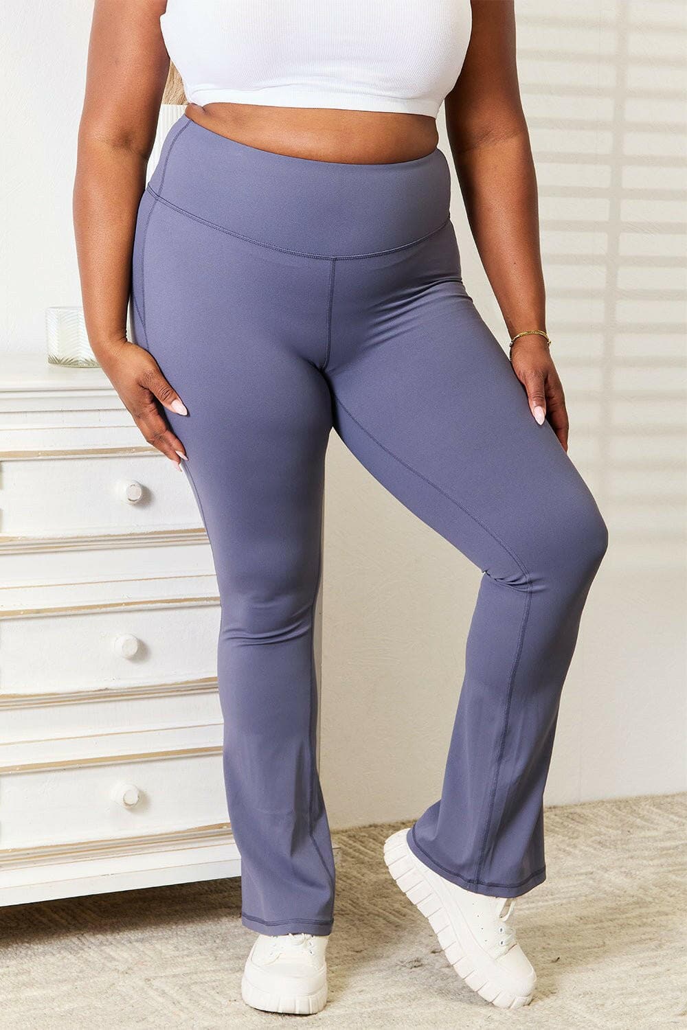 Basic Bae Wide Waistband Bootcut Sports Pants - Love Salve