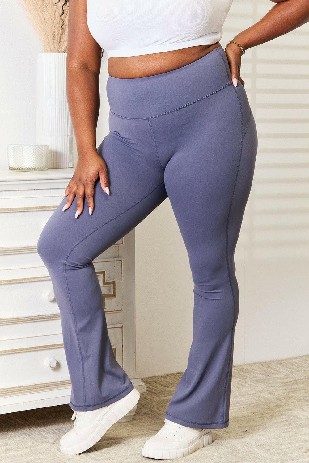 Basic Bae Wide Waistband Bootcut Sports Pants - Love Salve