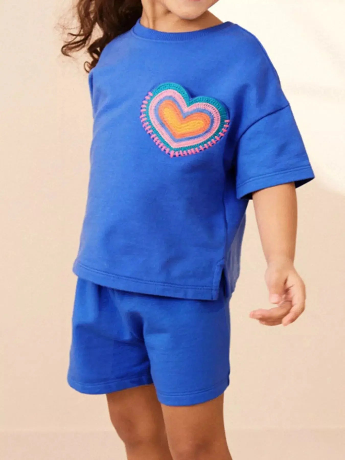 Children's Heart Round Neck Tee and Shorts Set Simply Love