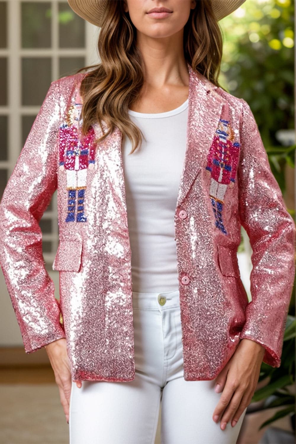 Sparkling sequined blazer for women