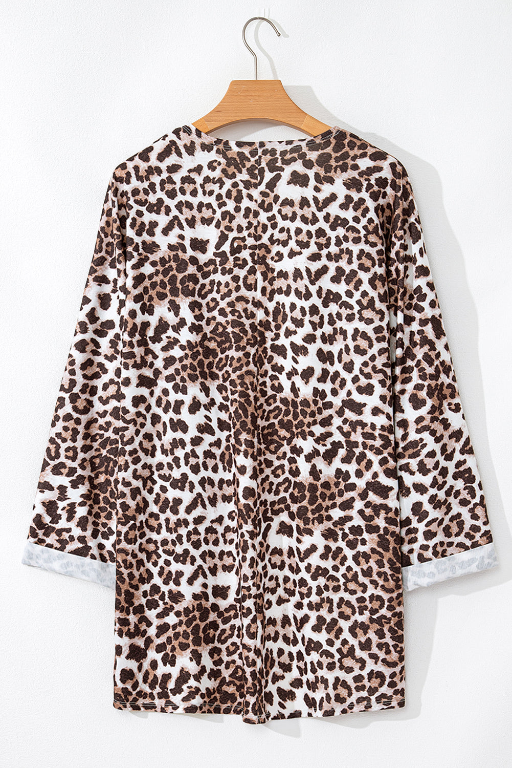 Chic khaki leopard print batwing sleeve cardigan for effortless style