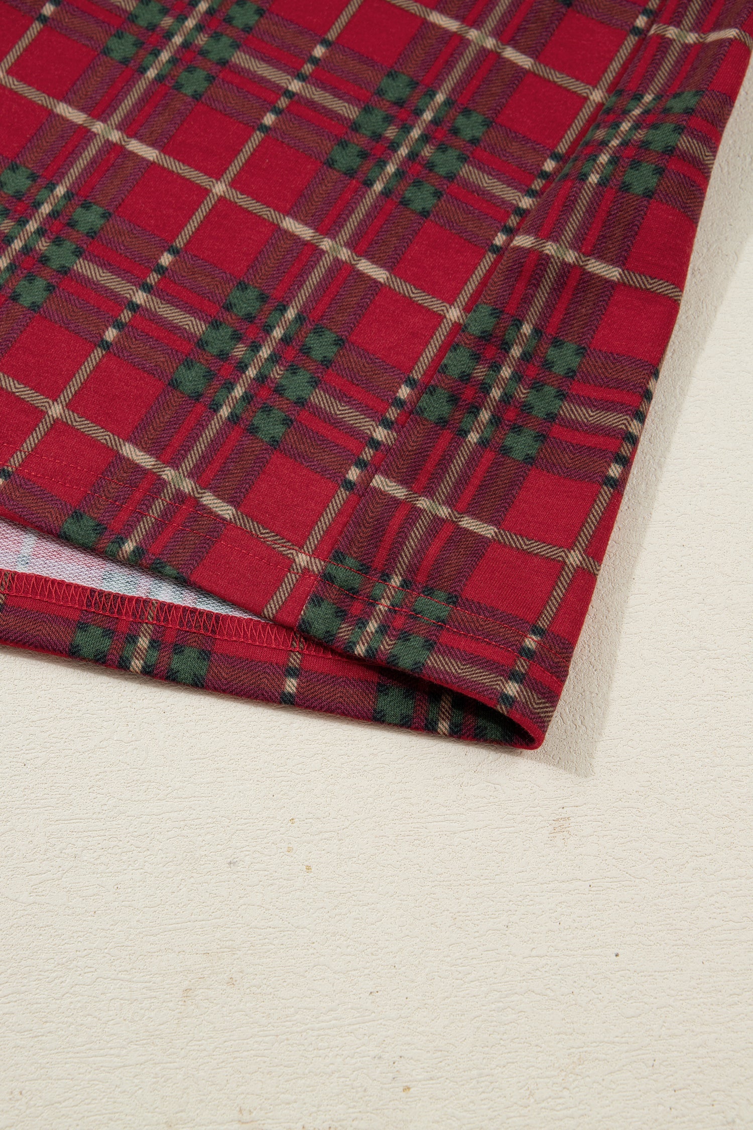 Red Plus Size Plaid Short Sleeve Shirt And Loose Pants Two Piece Pajama Set Cozy Sleepwear For Nighttime Comfort Dear-Lover Dropshipping