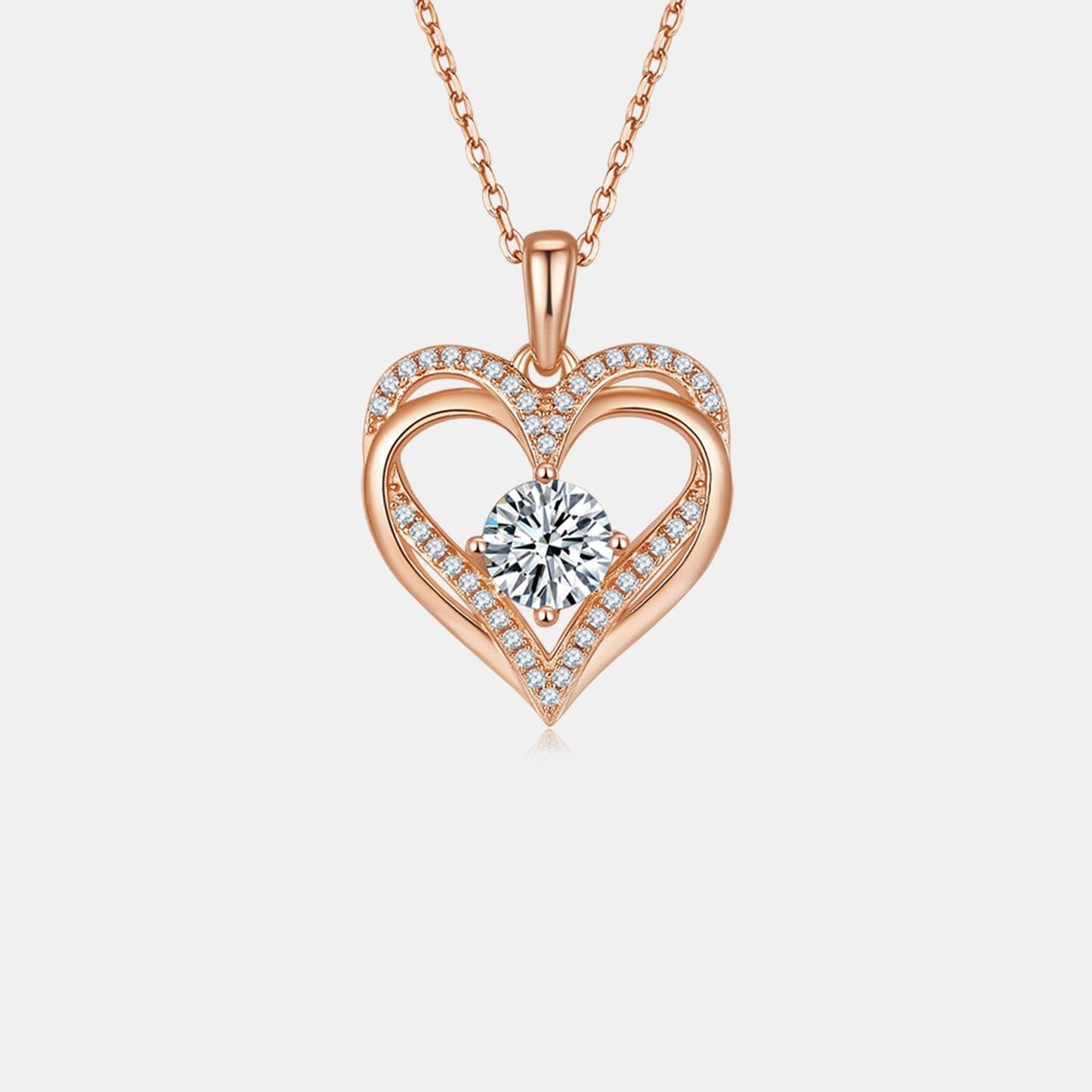 1.2 Carat Moissanite 925 Sterling Silver Heart Necklace.