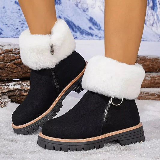 Fuzzy Ankle Boots with Zipper Detail Simply Love